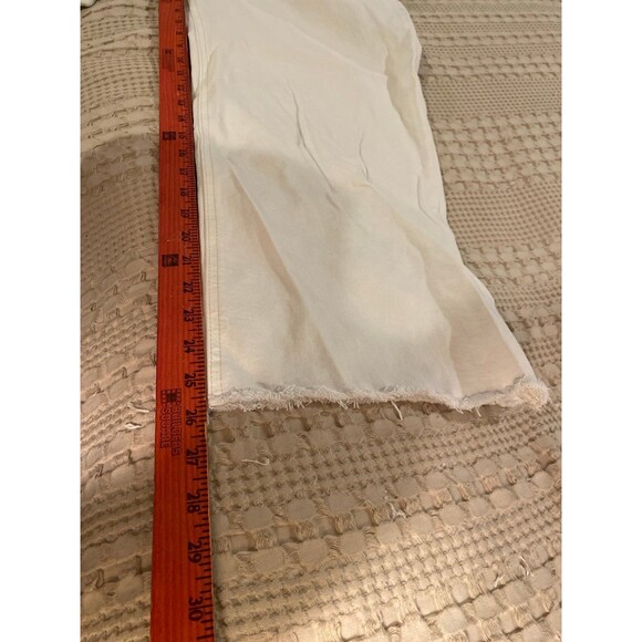 H&M Capri Cropped Pants Womens Sz 18 White Denim Fringed Wide Leg Casual Boho - Picture 8 of 12
